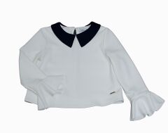 Блузка для девочки с длинным рукавом, Кремовый, 140