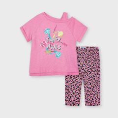 Комплект: леггинсы, футболка для девочки Mayoral, Розовый, 122