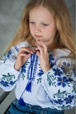 Дитяча вишиванка для дівчинки Волошка Piccolo, Блакитний, 134