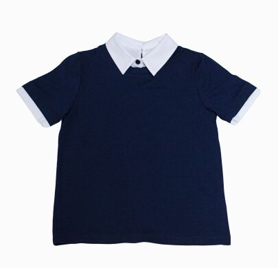 Блузка на короткий рукав, Синій, 134