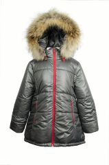 Куртка зимняя для девочки, Серый, 128
