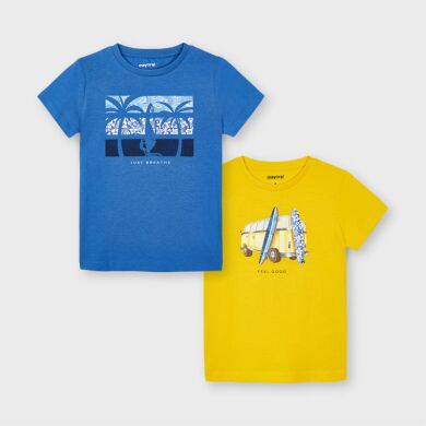 Комплект:футболка 2 шт. для хлопчика Mayoral, Блакитний, 128