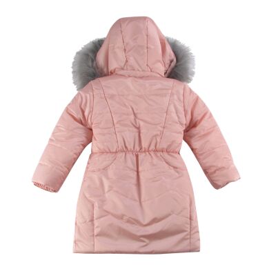 Пальто с натуральным мехом, Розовый, 134