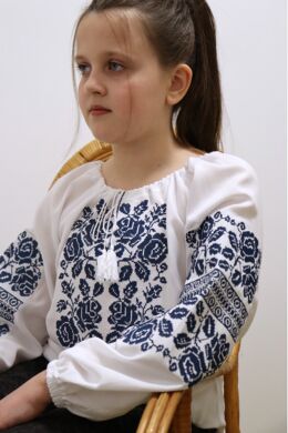 Дитяча вишиванка для дівчинки Білослава Piccolo, Синій, 164