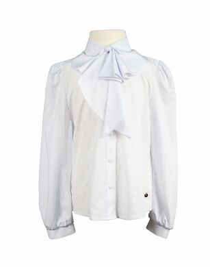 Блузка школьная для девочки, Белый, 122