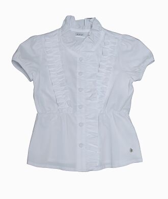 Блузка для девочки с коротким рукавом, Белый, 128
