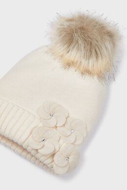Комплект:шапка, шарф, перчатки для девочки Mayoral, Кремовый, 140