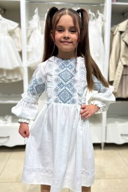 Вышитое платье для девочки Фаддея Piccolo, Голубой, 134