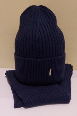 Шапка+шарф для мальчика Гаспар ELF-KIDS, Синий, 54