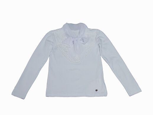Блузка для дівчинки з бантом, Білий, 122