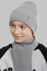 Шапка+шарф для хлопчика Гаспар ELF-KIDS, Сірий, 54