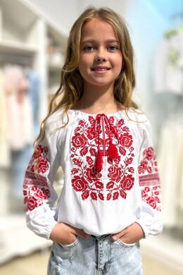 Детская вышиванка для девочки Белослава Piccolo, Красный, 122