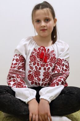 Детская вышиванка для девочки Белослава Piccolo, Красный, 152