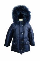 Пальто зимнее с натуральным мехом CANDY GIRL, Синий, 146