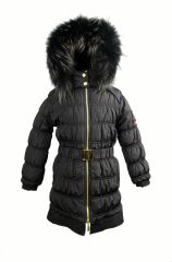Пальто зимнее с натуральным мехом LIMITED EDITION, Черный, 140