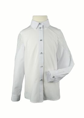 Блузка для девочки классическая, Белый, 140