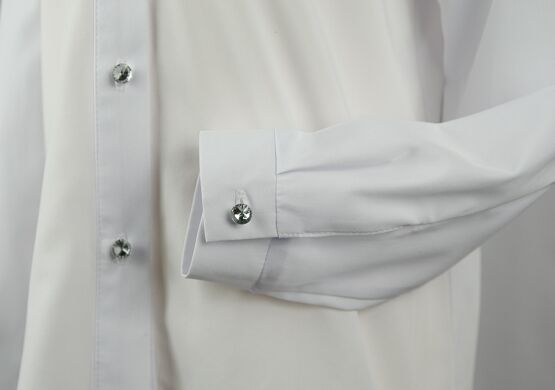 Блузка для девочки классическая, Белый, 128