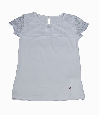 Блузка біла для дівчинки трикотажна, Білий, 134