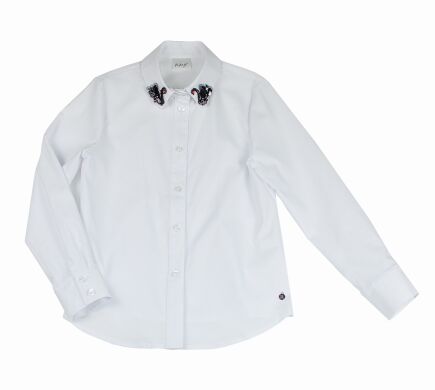 Блузка для девочки классическая, Белый, 122