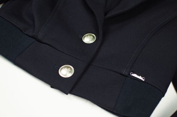 Пиджак для девочки укороченный, Черный, 122