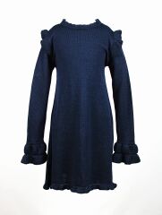 Платье вязаное для девочки, Синий, 134