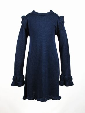 Платье вязаное для девочки, Синий, 164