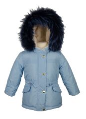 Куртка с натуральным мехом BOHO STYLE, Голубой, 110