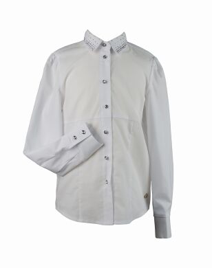 Классическая блузка для девочки, Белый, 128