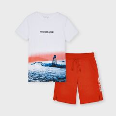 Комплект: шорты, футболка для мальчика Mayoral, Красный, 128
