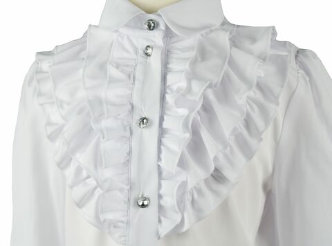 Блузка для девочки с жабо, Белый, 146