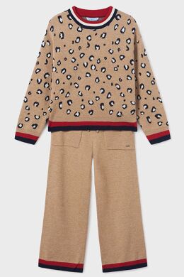 Комплект: пуловер и брюки для девочки Mayoral, Бежевый, 140