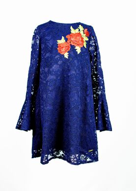 Платье ажурное для девочки, Синий, 134