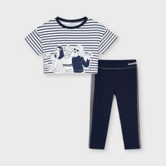 Комплект:легінси,футболка для дівчинки Mayoral, Синій, 128