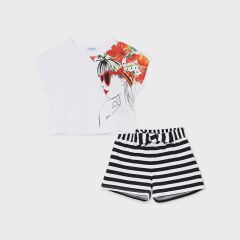Комплект:шорти,футболка для дівчинки Mayoral, Чорний, 157