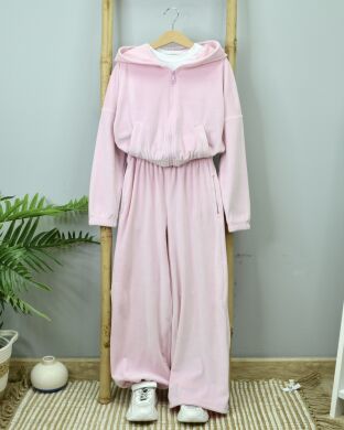 Костюм велюр укороченная худые+штаны кюлоты-джогера для девочки Neni, Розовый, 116