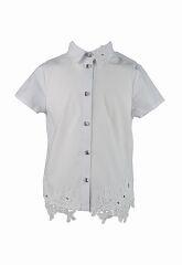 Блузка для девочки на длинный рукав, Белый, 164