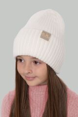 Зимняя шапка для девочки Лесли ELF-KIDS, Кремовый, 54