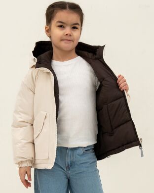 Двостороння демісезонна куртка для дівчинки Ева Nestta, Шоколадний, 122
