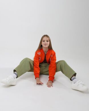 Бомбер укорочений для дівчинки Лея NEWGEN, Кораловий, 128
