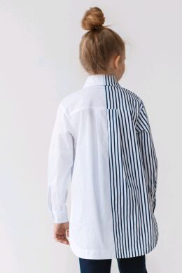 Сорочка, Білий-синя смужка, 158