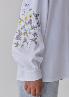 Блузка с вышивкой для девочки Yulia Brilliant, Белый, 116