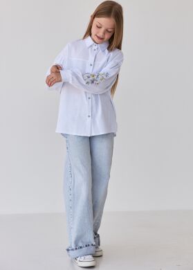 Блузка с вышивкой для девочки Yulia Brilliant, Белый, 116
