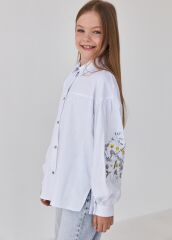 Блуза з вишивкою для дівчинки Yulia Brilliant, Білий, 116