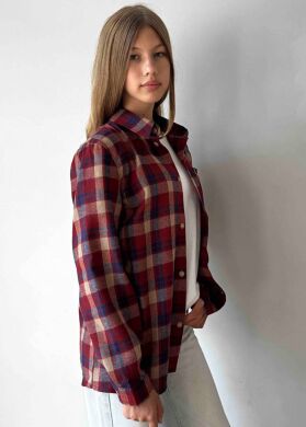 Фланелевая рубашка для девочки Sasha Brilliant, Бордовый, 158