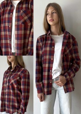 Фланелевая рубашка для девочки Sasha Brilliant, Бордовый, 158