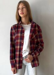 Фланелева сорочка для дівчинки Sasha Brilliant, Бордовий, 158