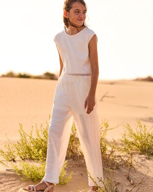 Комплект:штани + топ для дівчинки Mayoral, Іспанія, Кремовий, 152