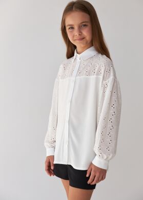 Блуза шкільна з мереживом “Julyt” Brilliant, Молочний, 146