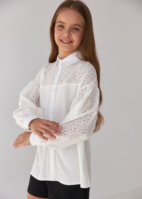 Блуза шкільна з мереживом “Julyt” Brilliant, Молочний, 146