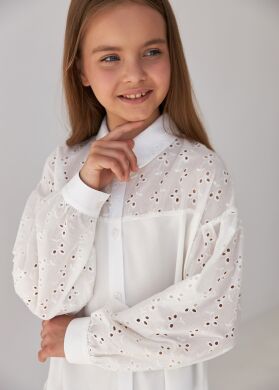 Блуза шкільна з мереживом “Julyt” Brilliant, Молочний, 146